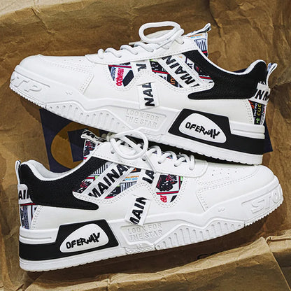 High Quality Men's Sneakers Light PU Leather Casual Shoes for Men Lace Up Flats Luxury White Black Tenis Shoes Zapatillas Hombre