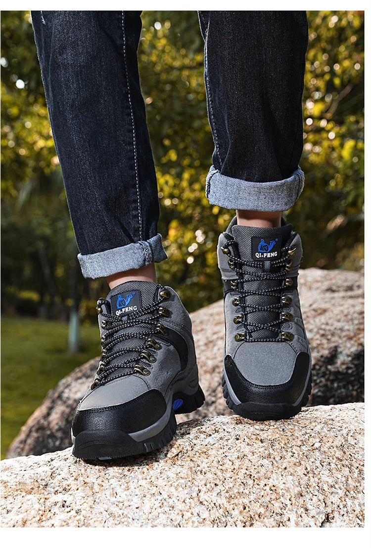 Outdoor trekking shoes autumn winter men waterproof hiking shoes mountain boots genuine leather woodland hunting tactical shoes