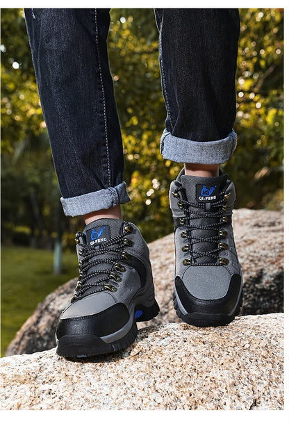 Outdoor trekking shoes autumn winter men waterproof hiking shoes mountain boots genuine leather woodland hunting tactical shoes