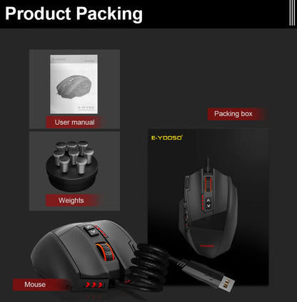 E-YOOSO X-39 USB Wired RGB Gaming Mouse, 24000 DPI Programmable Gaming Mouse with 19 Buttons, Optical Gaming Mouse for PC & Laptop