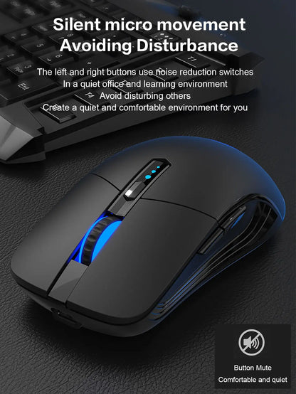 Rato sem fios, 6 botões, rato sem fios silencioso para escritório, rato sem fios antiderrapante para jogos eSports