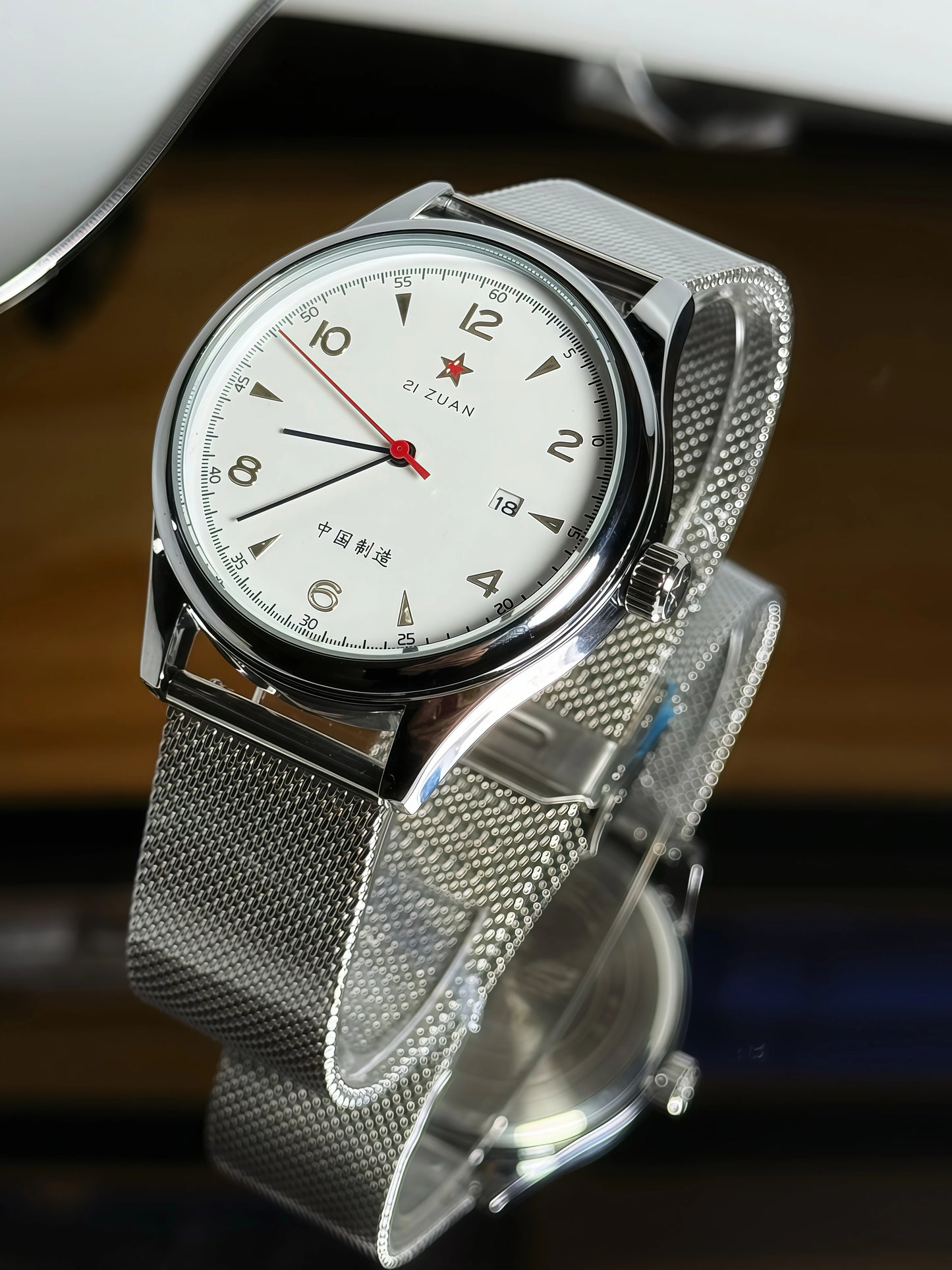 New 1963 Men's Pilot Watch 41mm Retro Gold Classic Sweep Second Stainless Steel Leather Strap Sport Fashion Men's Watch