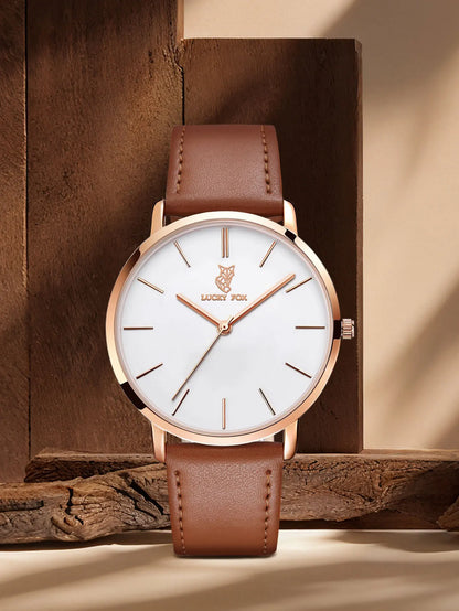 LUCKY FOX Classic Luxury Men Watch Simple Casual Men and Women Round Large Dial Quartz Watch Clock Gifts Men Reloj