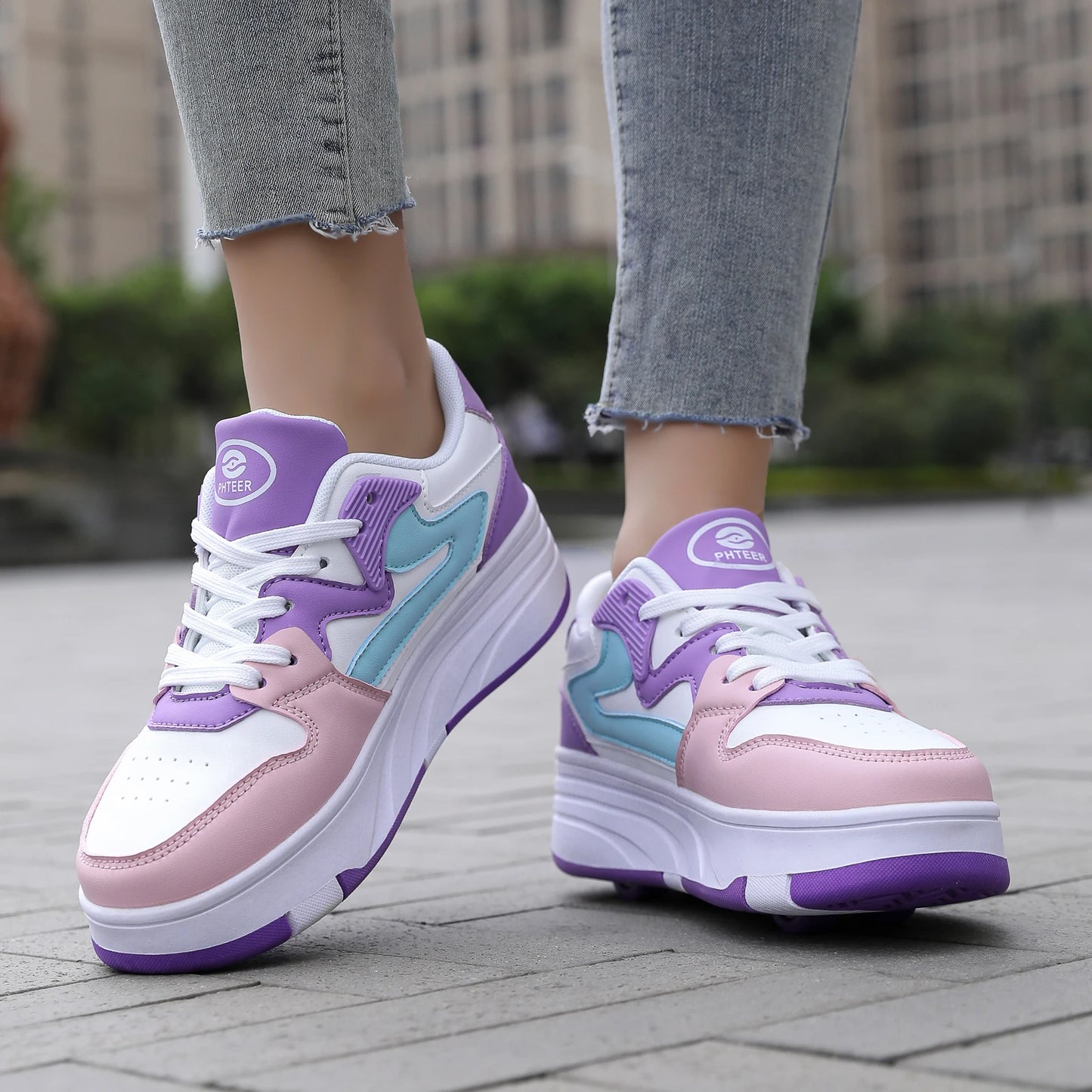 Children's Outdoor Sports Roller Skates Shoes Single Row Wheel kids Sliding Shoes four-Wheel for boys and grils