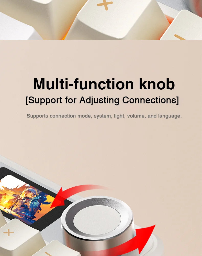 AULA F108 Pro Wireless Bluetooth Keyboard Macro Gaming Keyboard Gasket Hot-Swap Full Size Keyboard with TFT Smart Display