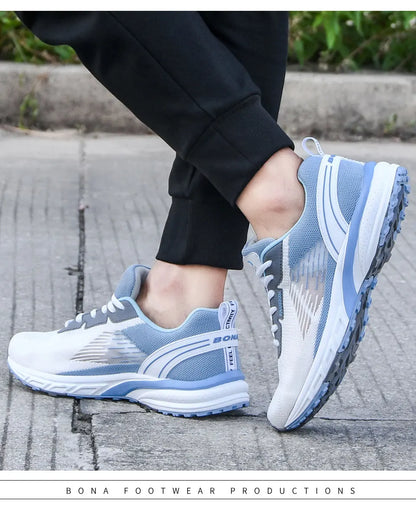 BONA New Popular Style Men Running Mesh Weaving Upper Sport Shoes ventilate Jogging Walking Sneakers Lace Up