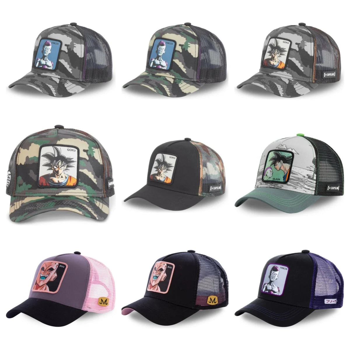 Casquette Dragon Ball Son Goku pour l'été : casquette de voyage à visière, pour homme, brodée, style hip-hop, visière pare-soleil, casquette trucker ajustable en maille