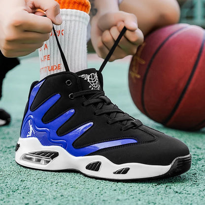 Men's Breathable Lightweight High-Top Basketball Shoes - Non-Slip Rubber Sole, Geometric Pattern Design, Suitable for Running, Training, and Casual Wear - Stylish Sneakers for All Seasons - Perfect Gift for Him, Durable Baske