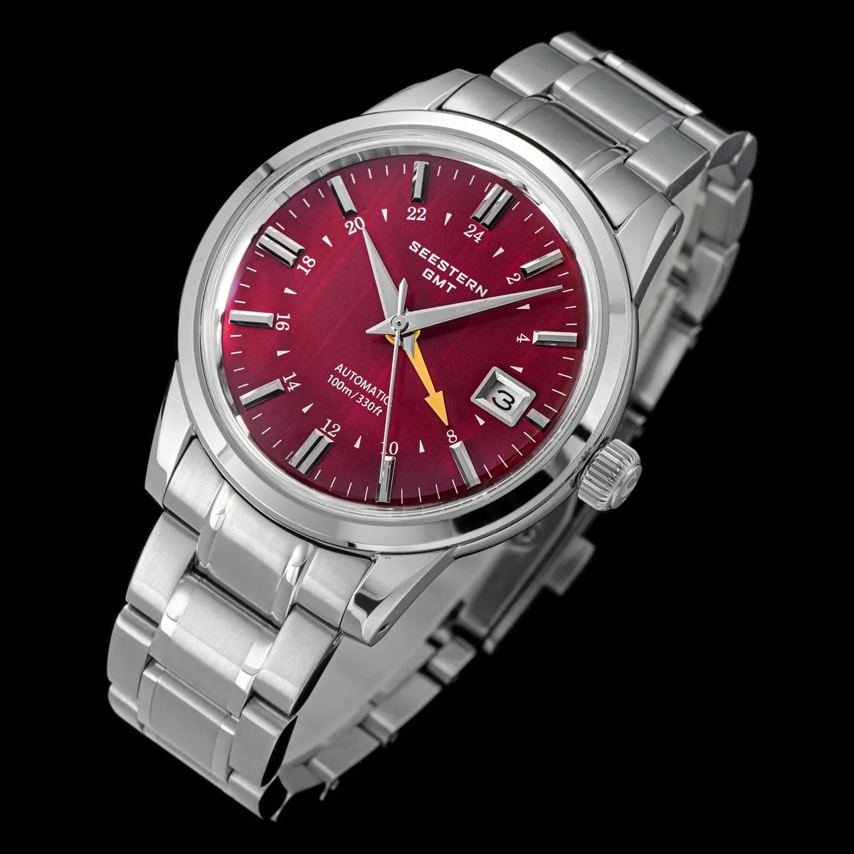 SEESTERN Men's Automatic Mechanical Wristwatch NH34 GMT Movement 10bar Waterproof Domed Sapphire Crystal Watch Limited S446 New
