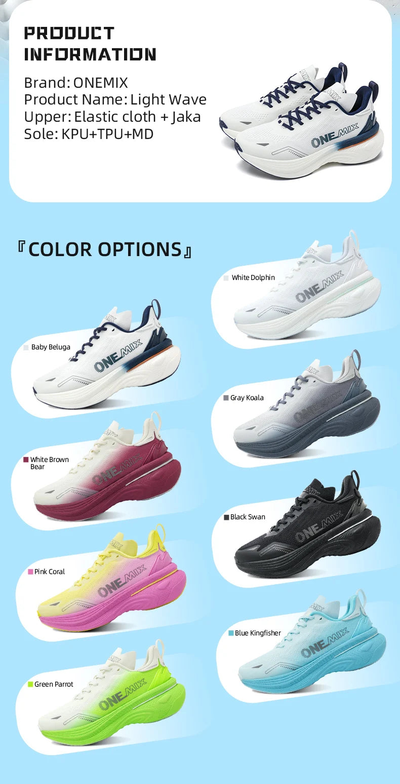 Scarpe da jogging e running ONEMIX Bumper Max unisex, sneaker leggere da strada resistenti all’usura, scarpe sportive fashion per il fitness