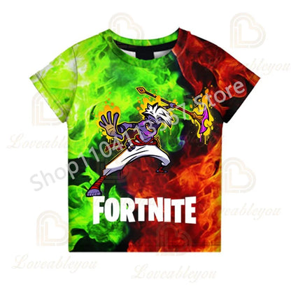 Conjunto Infantil 2 Peças F-Fortnited Victory 3D, T-shirt e Calções para Meninas e Meninos, Roupa Battle Royale, T-shirts Harajuku Hero
