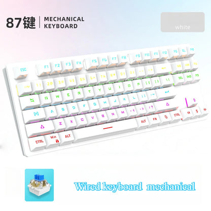 Gamer Mechanical Keyboard 87 Keys Gaming 80% Backlit Key Board Ergonomic Computer Office Wired Mini PC Numpad Pink White Black