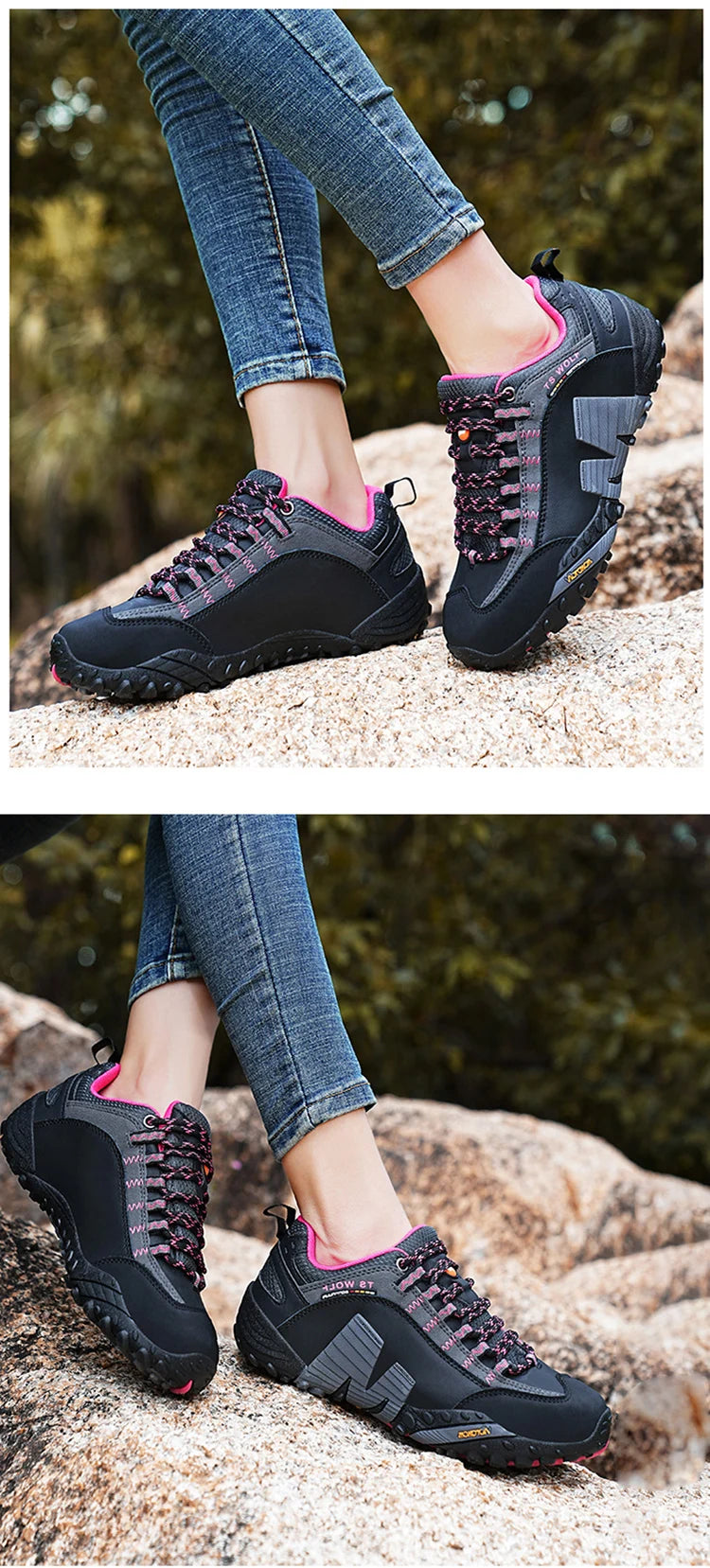 Buty górskie męskie z prawdziwej skóry, sportowe, antypoślizgowe, do wspinaczki i wędrówek, oddychające buty turystyczne
