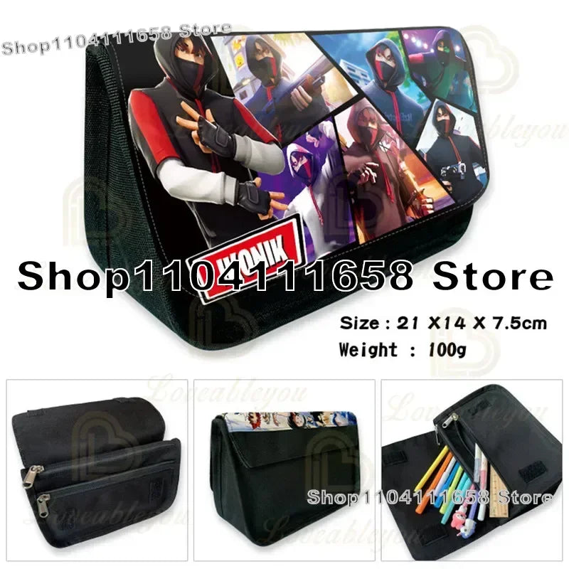 Fortnited Trousse Large Capacity Waterproof Velcro Pencil Case Student Black Estuche Stationery School Pennenzak Supplies