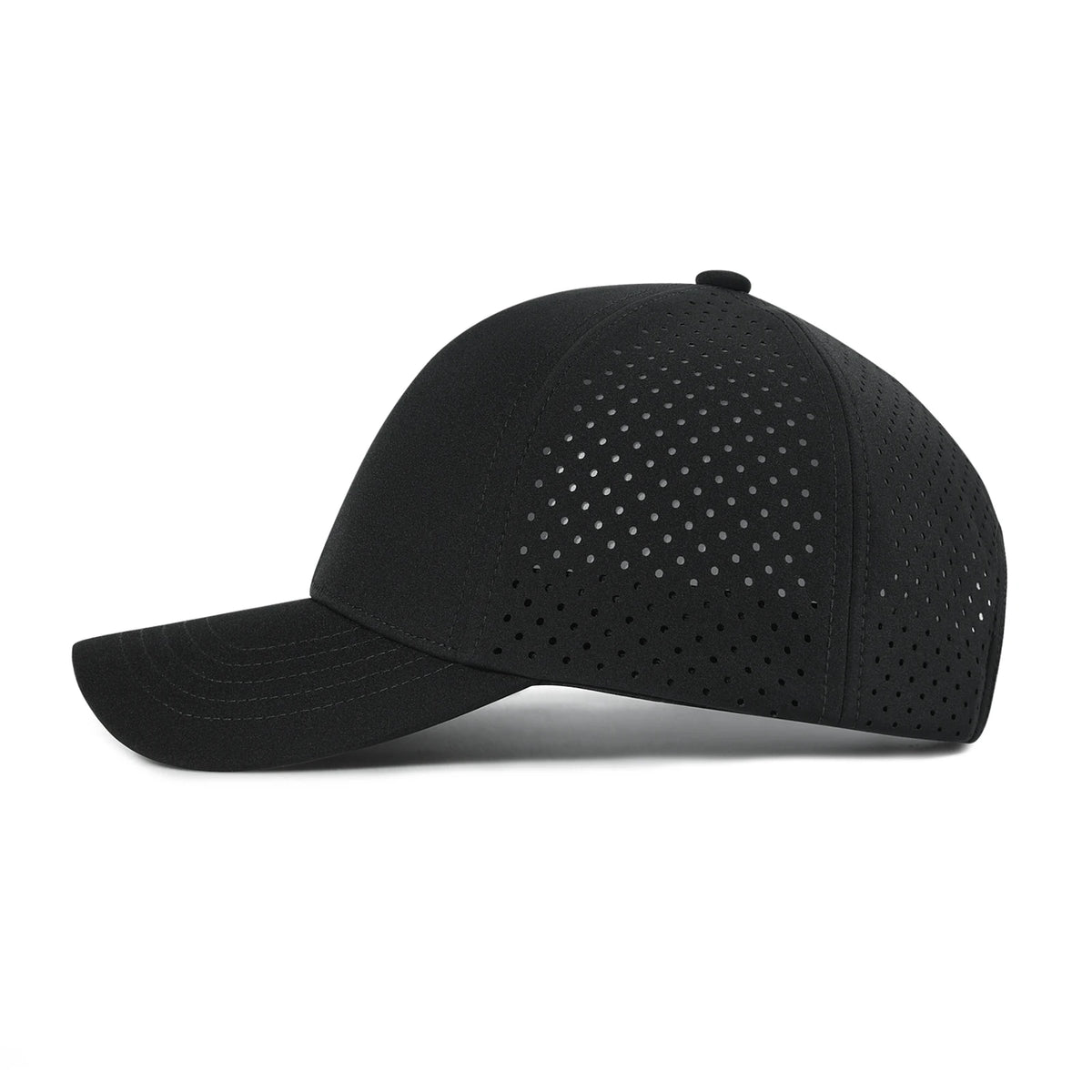 Casquette de baseball pour homme VOBOOM à séchage rapide, en maille découpée au laser, à visière incurvée et fermeture à pression, pour le sport en plein air, la course à pied et les voyages, couleur noire