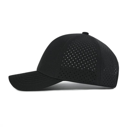 Casquette de baseball pour homme VOBOOM à séchage rapide, en maille découpée au laser, à visière incurvée et fermeture à pression, pour le sport en plein air, la course à pied et les voyages, couleur noire
