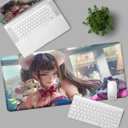Overwatch Gaming Anime Girl Large XXL Mouse Pad HD Printing Computer Keyboard Mats Laptop Office Rubber Soft Desk Rug 900x400 MM