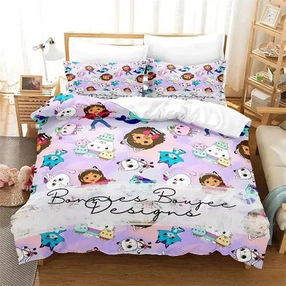 Gabbys Doll house 3D Printed Duvet Case Pillowcase Bedding Set Twin Full King for Kids Adults Bedroom