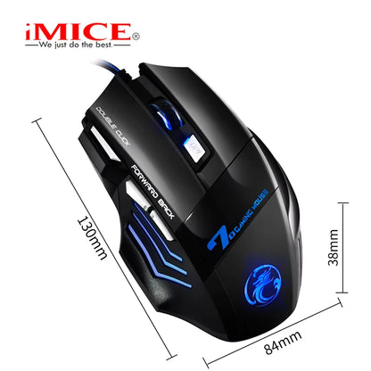 iMICE X7 Ergonomic Wired Gaming Mouse, 3200 DPI USB Gaming Mouse with 7 Programmable Buttons, LED Backlit Computer Gamer Mouse for PC & Laptop