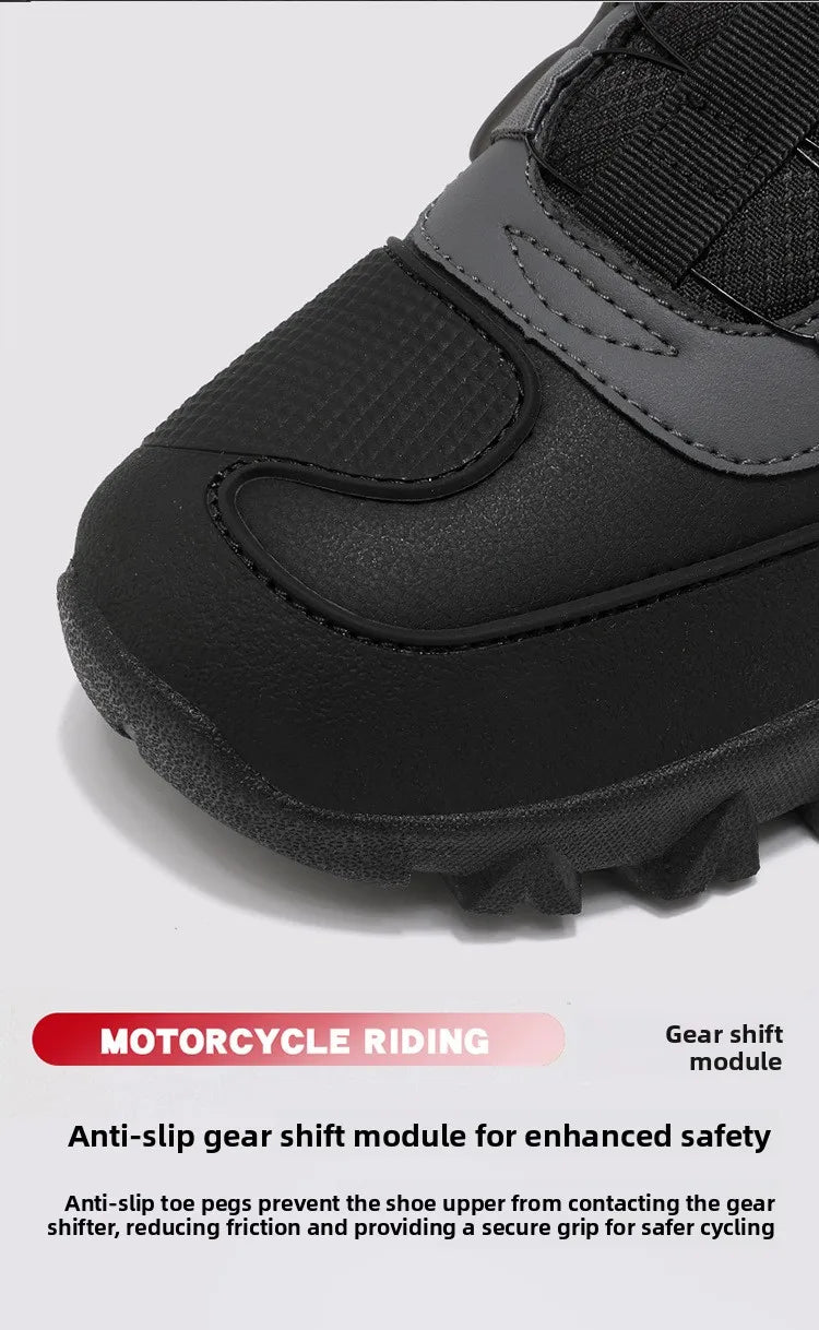 Casual Leather Motorcycle Riding Boots for Men Off-Road Motocross Shoes Breathable Wear Resistant