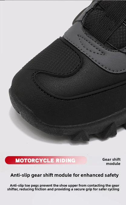 Casual Leather Motorcycle Riding Boots for Men Off-Road Motocross Shoes Breathable Wear Resistant