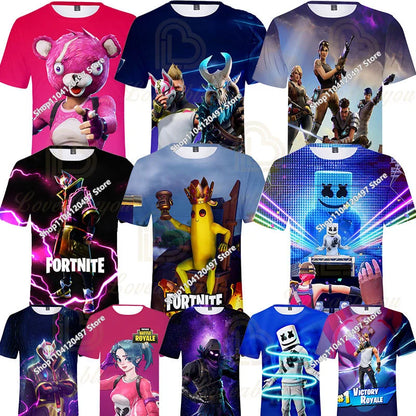 Fortnite T-Shirt Men Shoot Game Battle Hero T-shirt Victory Royale Clothing Young Children T-shirts for Boys Girls Ages 2-14