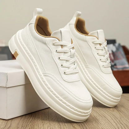 British Style Casual Leather Shoes Men Classic Soft Leather Breathable Lace-Up Walking Shoes Flat Brand Minimalist Driving Shoes