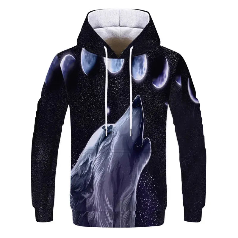 New Fashion Animal 3D Printed Hoodie Men and Women Personalized Design Sweatshirt Snow Double Wolf Harajuku Oversized Hoodie