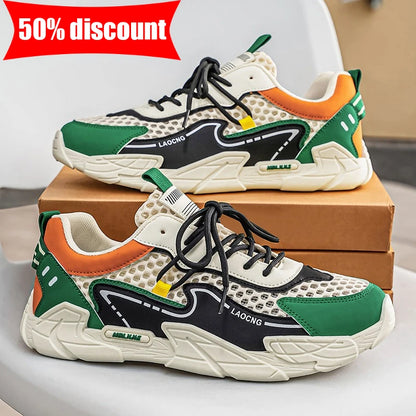Scarpe sportive da uomo estive in rete, casual e alla moda, con lacci, scarpe da passeggio, nuove, per giovani, comode per gli spostamenti quotidiani, versatili, sneakers