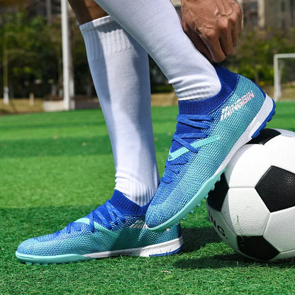 Men Turf Soccer Shoes Cleats Professional Football Boots Breathable Mesh Youth Soccer Anti Skid Male Sneakers Society Chuteira