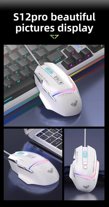 Promoção Especial Rato Gaming com Fio AULA S12 Pro 12800 DPI, Retroiluminação RGB, 8 Botões Programáveis, Ergonómico, para PC e Portátil