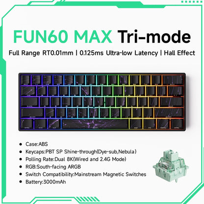 Akko MonsGeek FUN60 mechanische Tastatur mit Magnetschaltern, 60% Gaming-Tastatur, Rapid Trigger 0.01mm, 8K ARGB, HE/TMR Custom-Tastatur