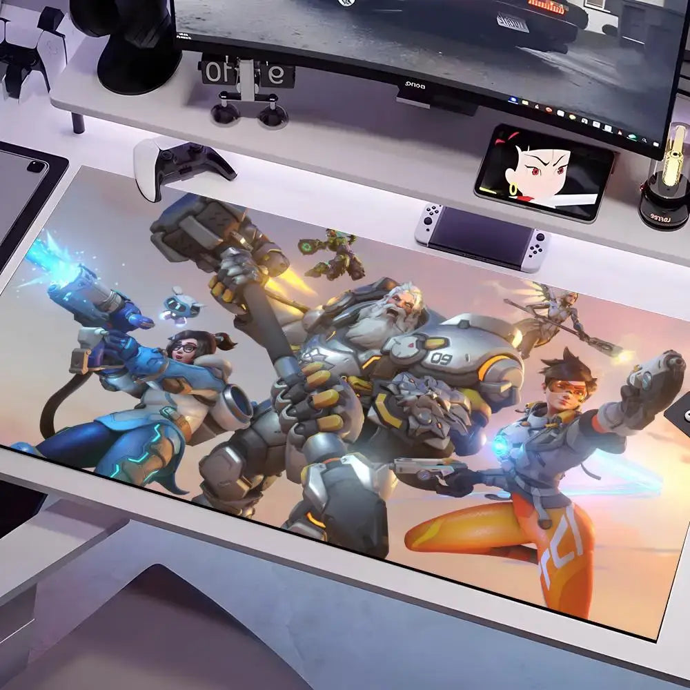 Overwatch pelės kilimėlis, kelių dydžių, didelis kvadratinis kompiuterio, biuro ir žaidimų stalo kilimėlis, guminis neslystantis pelės kilimėlis