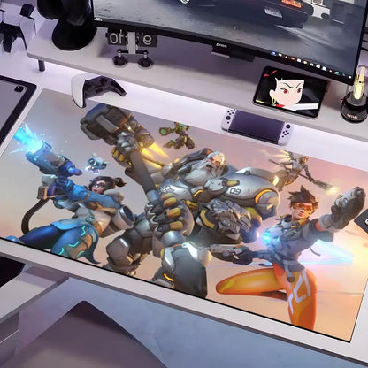 Overwatch pelės kilimėlis, kelių dydžių, didelis kvadratinis kompiuterio, biuro ir žaidimų stalo kilimėlis, guminis neslystantis pelės kilimėlis