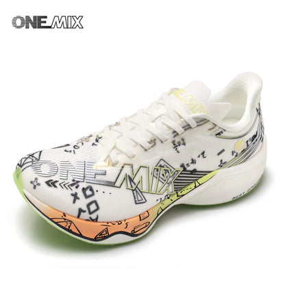 ONEMIX New Nylon Carbon Board Marathon Running Racing Shoes Shock-relief Professional Stable Support Ultra-light Rebound Sneaker