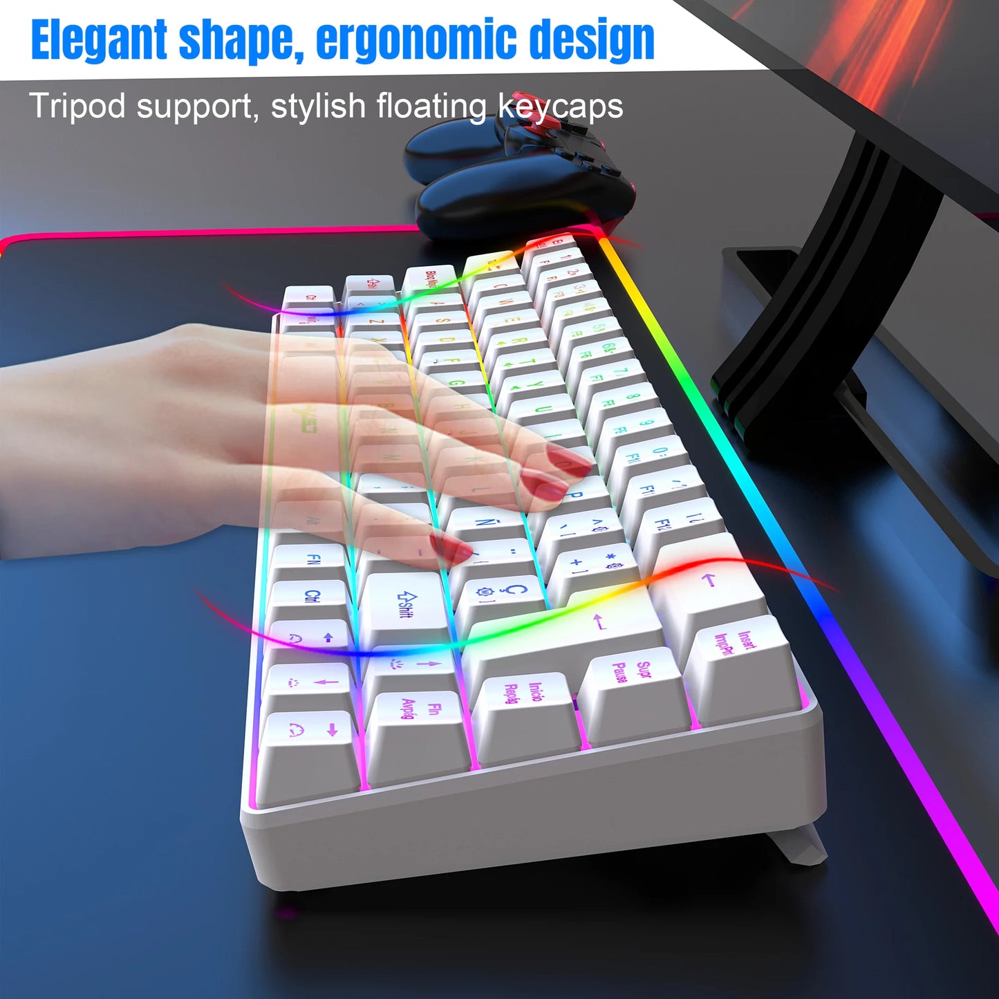 Hot Sale! 69-Key RGB Backlit Wired Gaming Keyboard, 68% Compact Design, A Must-Have Gadget for Office Workers and Gamers