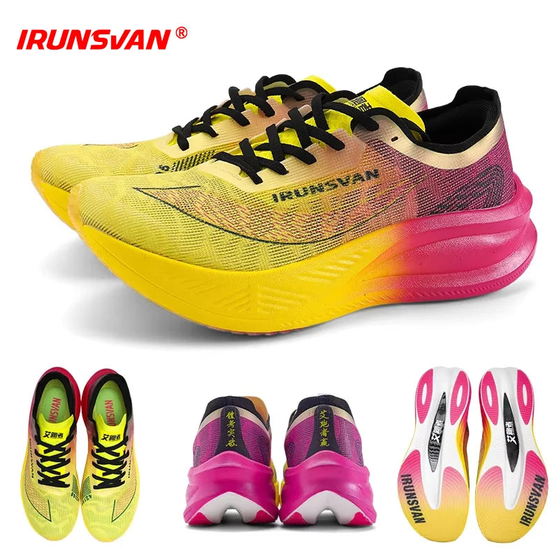 IRUNSVAN Nylon Carbon Plate Professional Marathon Running Shoes for Men Lightweight Cushioning Training Outdoor Sneakers for Women