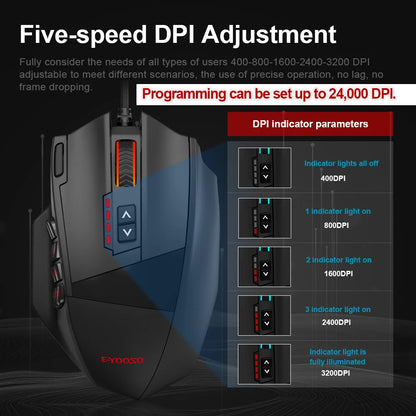 E-YOOSO X-39 USB Wired RGB Gaming Mouse, 24000 DPI Programmable Gaming Mouse with 19 Buttons, Optical Gaming Mouse for PC & Laptop