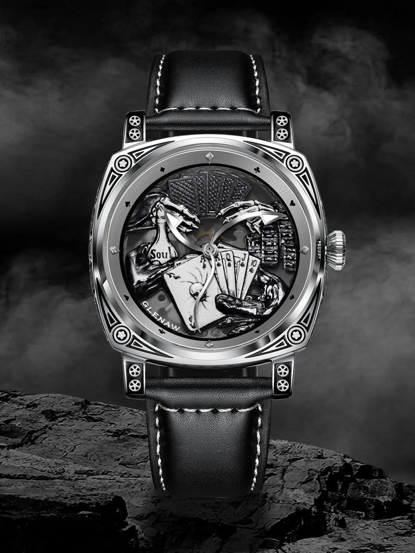 Glenaw Poker Series Top Brand Luxury Fashion Personalized Fully Automatic Mechanical Gold Watch Men's Waterproof Watch