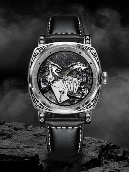 Glenaw Poker Series Top Brand Luxury Fashion Personalized Fully Automatic Mechanical Gold Watch Men's Waterproof Watch