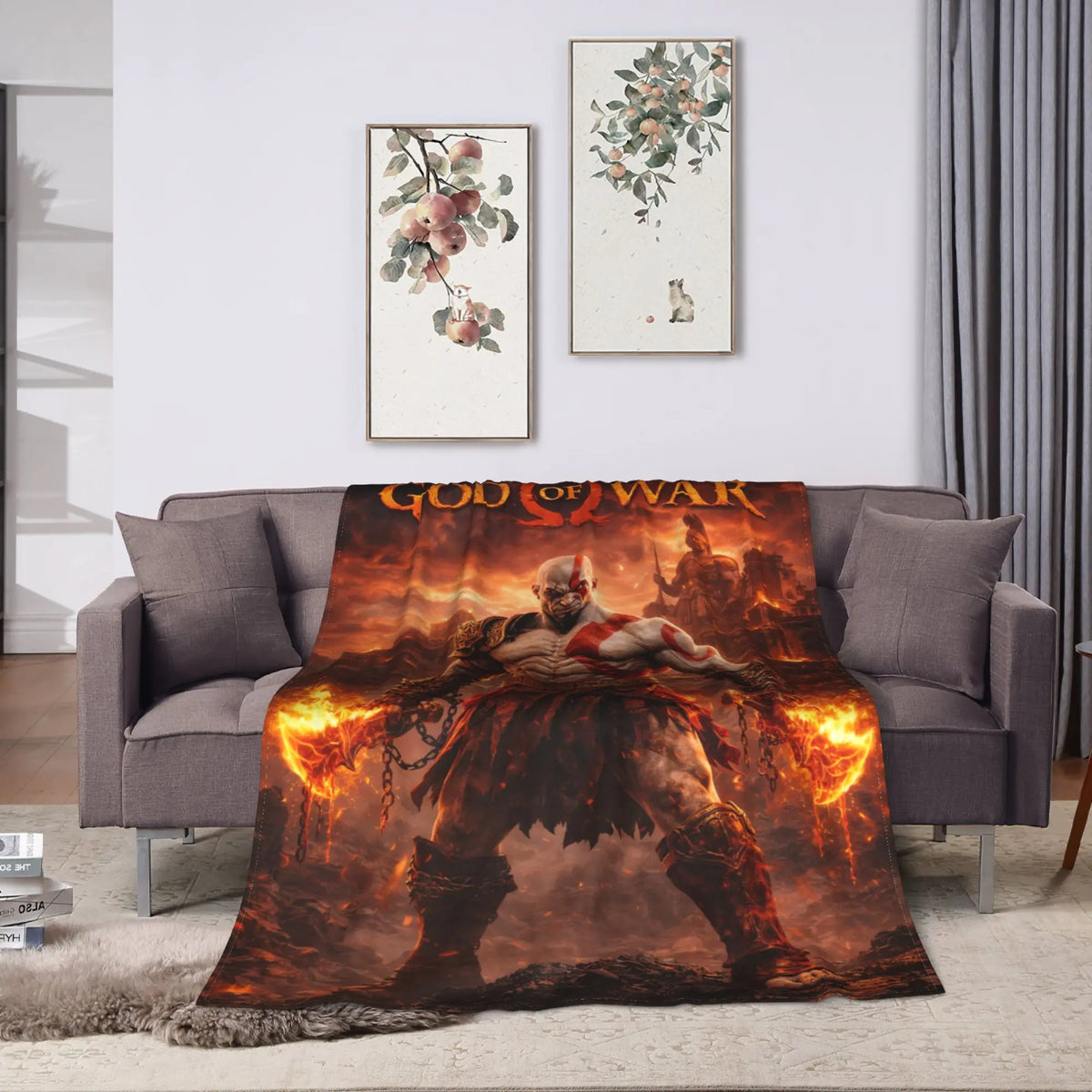 God of War Games Kratos Cartoon  Blanket  Warm Soft Pattern Plush Throw Blanket For Couch Chair Sofa Bed Bedspread Bed Cover
