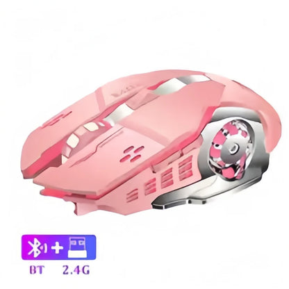 Rato Gaming Sem Fios Recarregável – Bluetooth/USB Silencioso, Retroiluminação RGB, E-Sports para PC