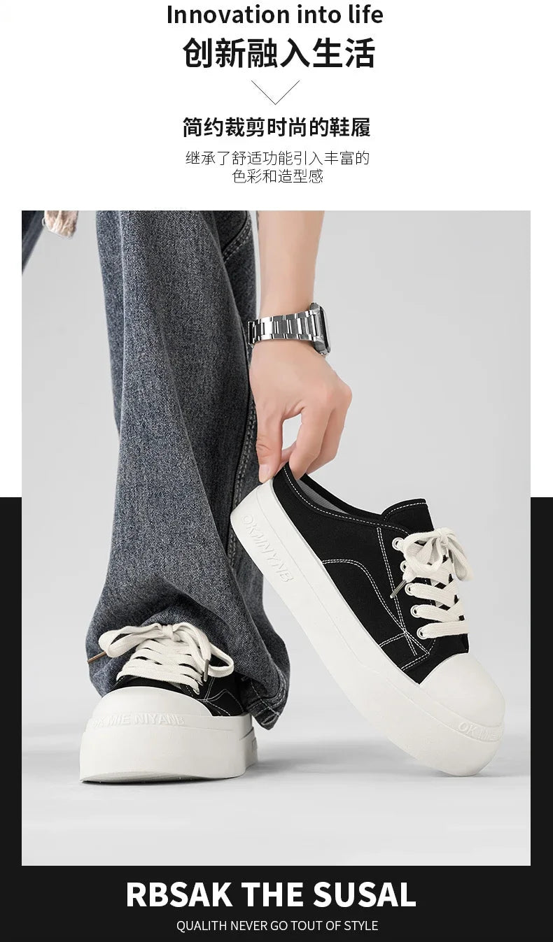 Summer Canvas Sneakers Men Half Shoes Comfortable Breathable Slip-on Shoes Man Mules Street Style Platform Men's Casual Sneakers