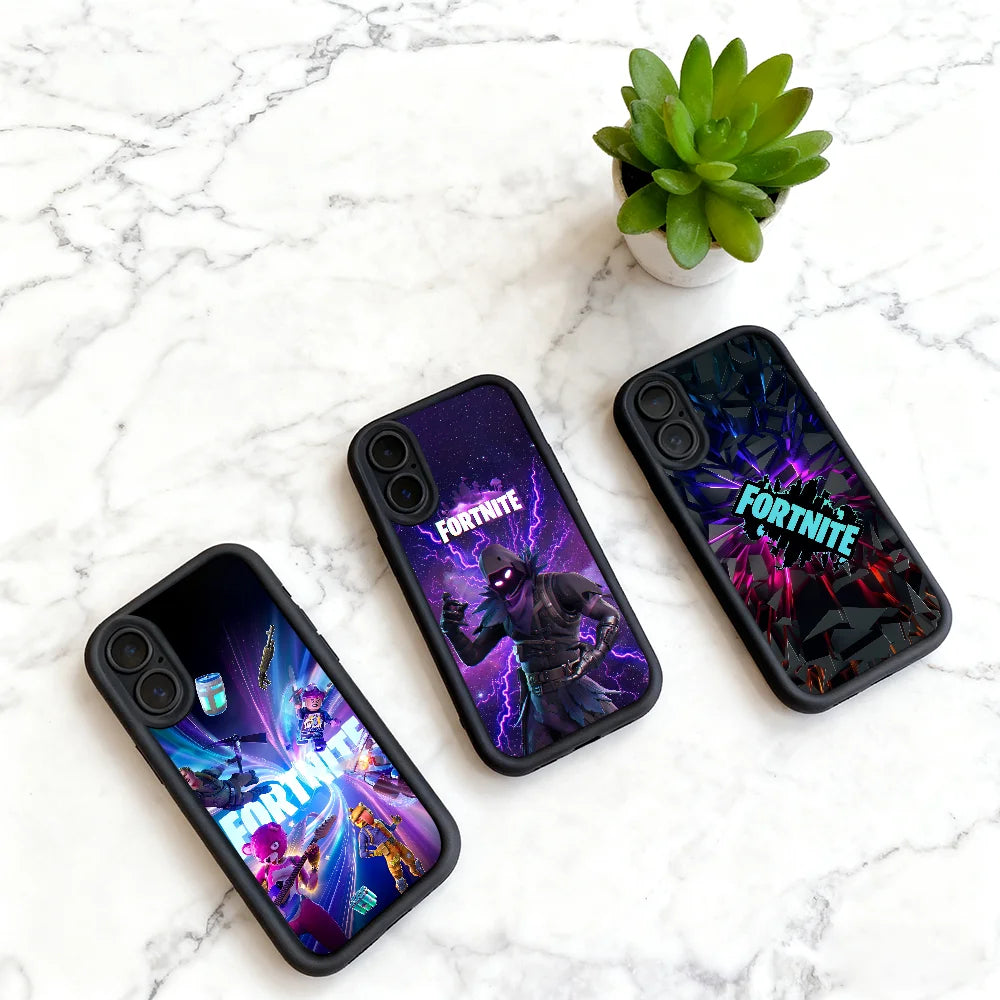 Game F-Fortnite Survival phone case For iPhone 11 12 13 14 15 16 17 Max Pro Plus Air Mini Lens Protective Black Soft Shell