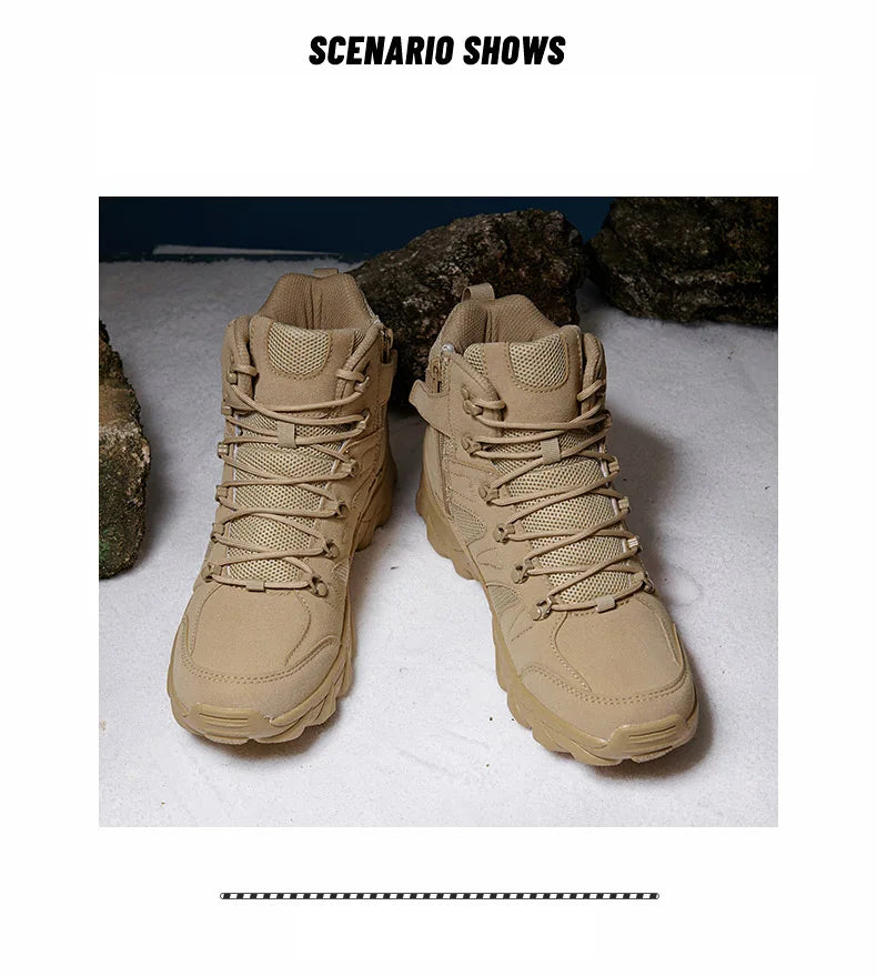Botas Táticas de Combate Melhoradas para Homem, Calçado Outdoor de Treino, Campismo, Antidesgaste, Resposta Rápida, Caminhada, Pesca e Caça