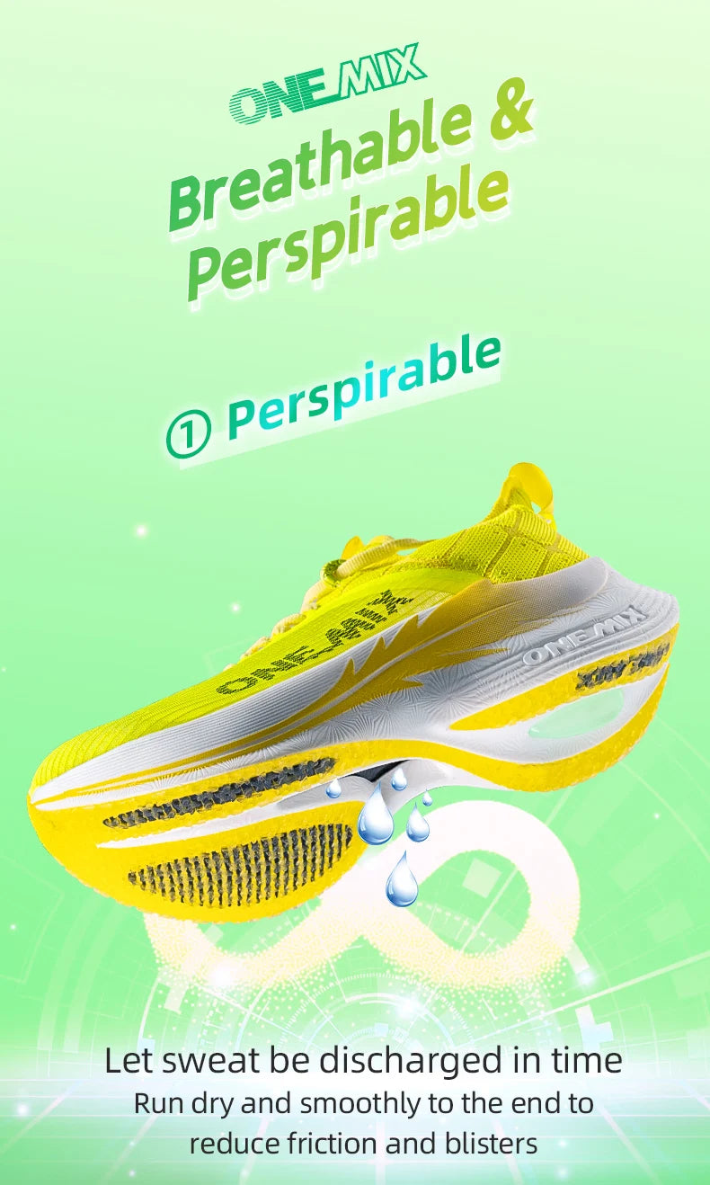 ONEMIX Original Carbon Fiber Running Racing Shoes Professional Marathon Ultra-light Rebound Damping Trail Sport Road Sneakers