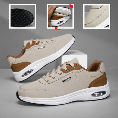 New Men's Shoes Spring Autumn Waterproof Walking Shoes Non-Slip Cushioning Men's Casual Leather Sports Shoes Men's Tennis Shoes