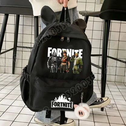 New Fortnite Cartoon Backpack Boy Girl Casual Schoolbag Large Capacity Student Bag Rabbit Ears Travel Backpack Stationery Gift