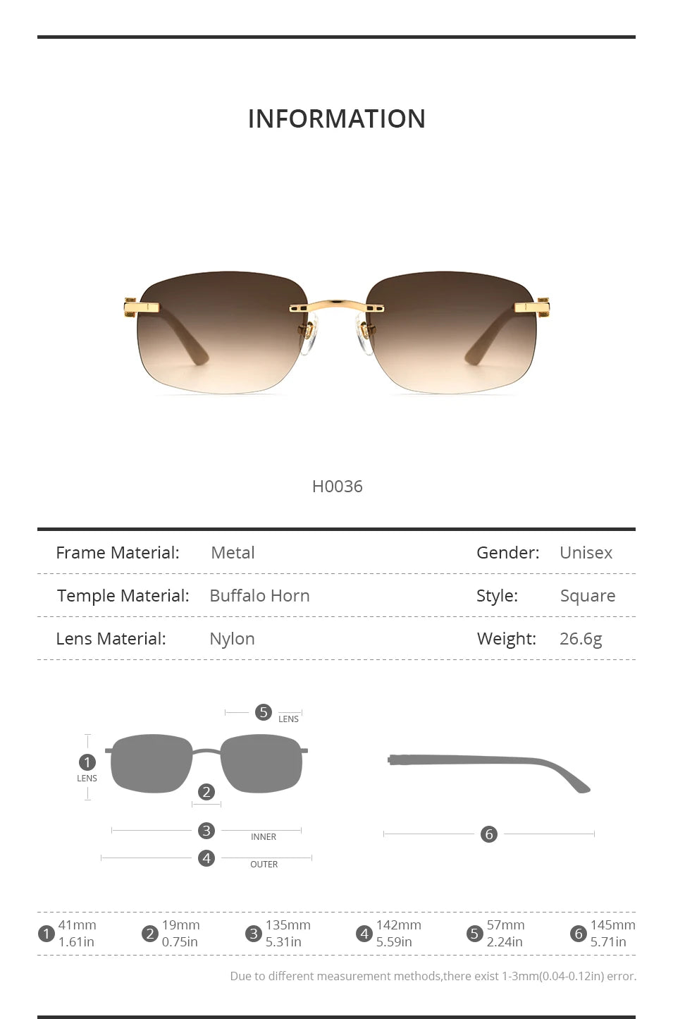 HEPIDEM Buffalo Horn Glasses Men Famous Brand Design Rimless Sunglasses Women Luxury Eyewear Horn-Rim Frameless Buffs Eyeglasses
