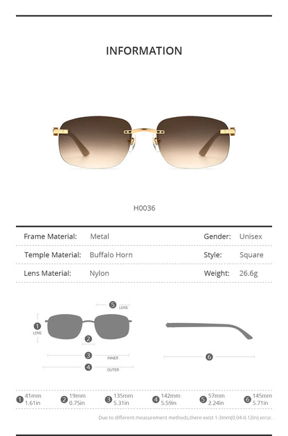HEPIDEM Buffalo Horn Glasses Men Famous Brand Design Rimless Sunglasses Women Luxury Eyewear Horn-Rim Frameless Buffs Eyeglasses